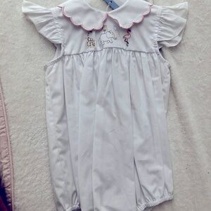 Adorable White Baby Romper with Embroidery